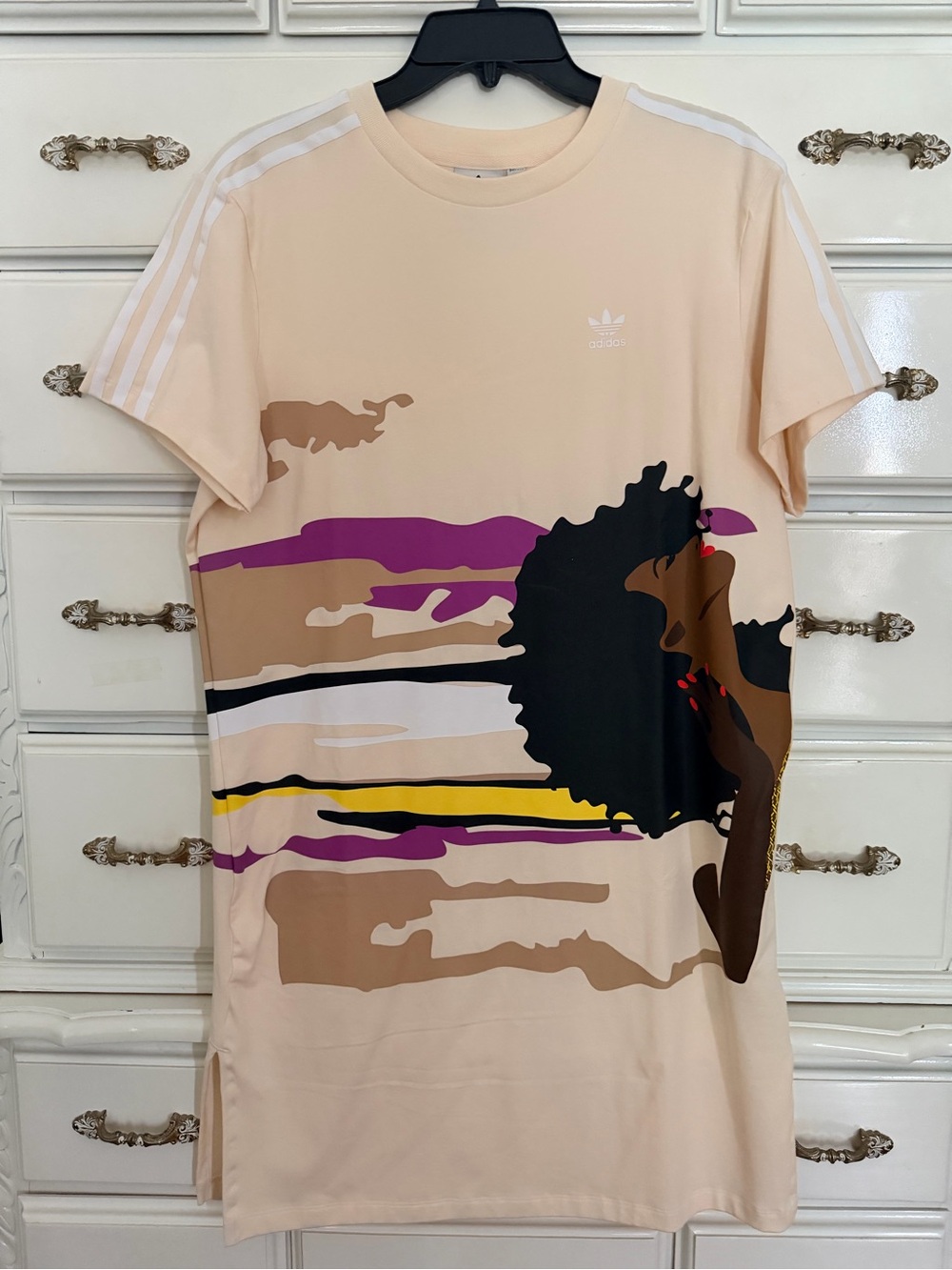 NWOT adidas Originals x Thebe Magugu Graphic Tee Dress Ecru Tint